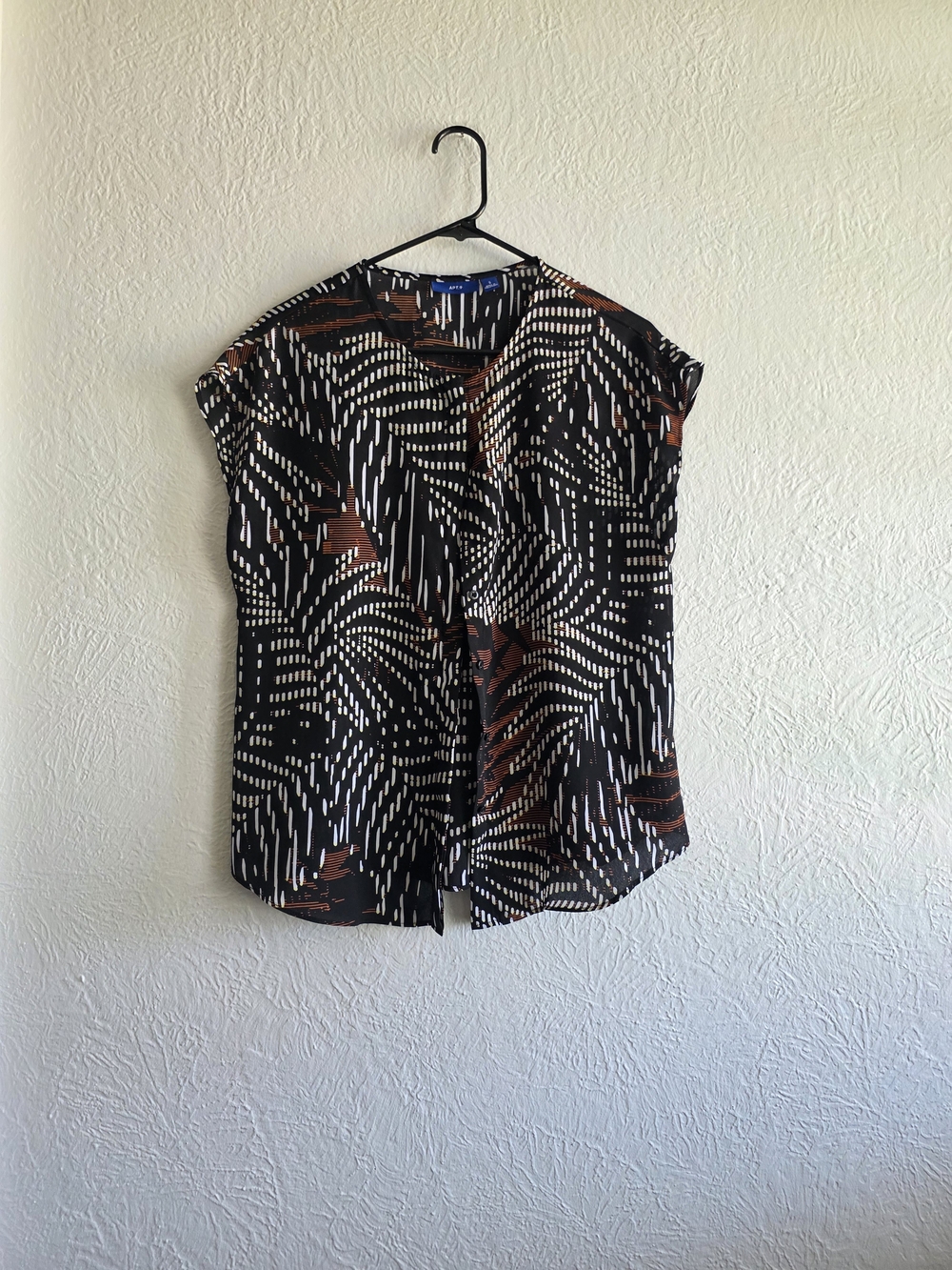 Apt 9 Women’s Black Abstract Print Short Sleeve Blouse